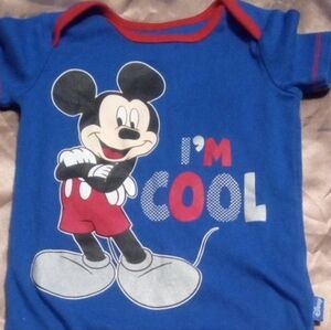 Disney Mickey Mouse Blue and Red Bodysuit Onsie 24 Months